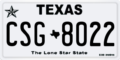 TX license plate CSG8022