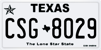 TX license plate CSG8029