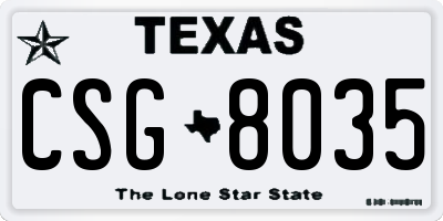 TX license plate CSG8035
