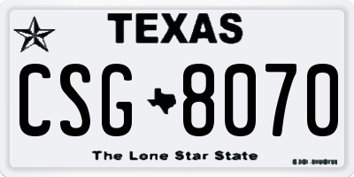 TX license plate CSG8070