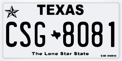 TX license plate CSG8081