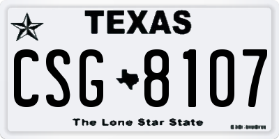 TX license plate CSG8107