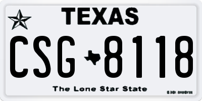 TX license plate CSG8118