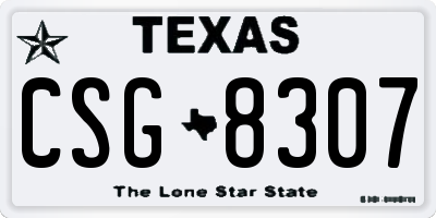TX license plate CSG8307