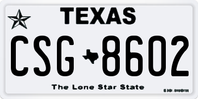 TX license plate CSG8602