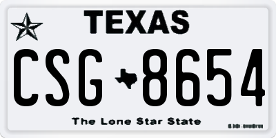 TX license plate CSG8654