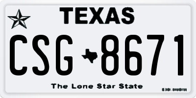 TX license plate CSG8671