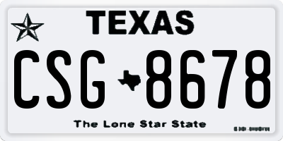 TX license plate CSG8678