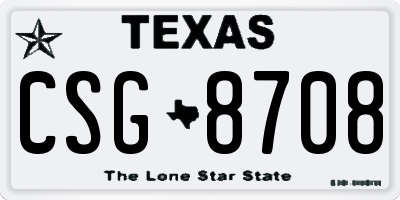 TX license plate CSG8708