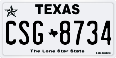 TX license plate CSG8734