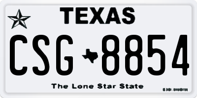 TX license plate CSG8854