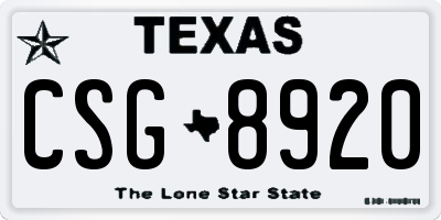 TX license plate CSG8920