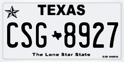 TX license plate CSG8927