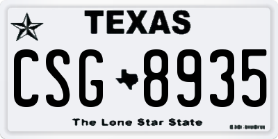 TX license plate CSG8935