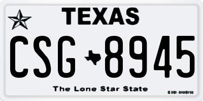 TX license plate CSG8945