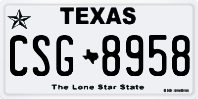 TX license plate CSG8958