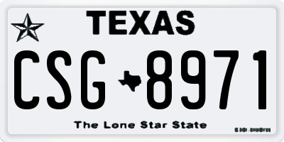 TX license plate CSG8971
