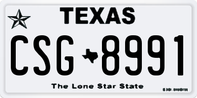 TX license plate CSG8991