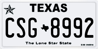 TX license plate CSG8992