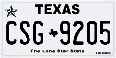 TX license plate CSG9205