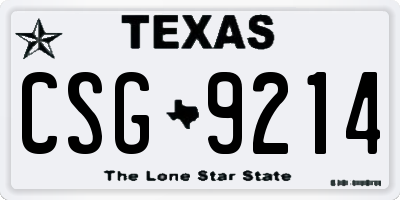 TX license plate CSG9214