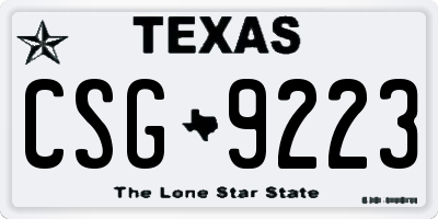 TX license plate CSG9223