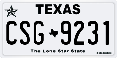 TX license plate CSG9231