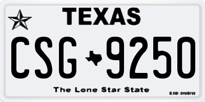 TX license plate CSG9250
