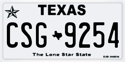 TX license plate CSG9254