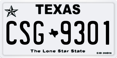 TX license plate CSG9301
