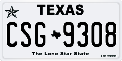 TX license plate CSG9308