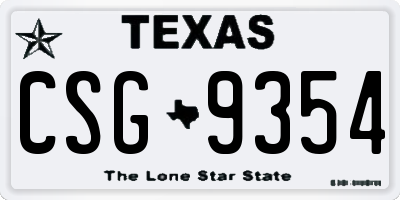 TX license plate CSG9354
