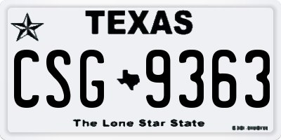 TX license plate CSG9363