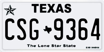 TX license plate CSG9364