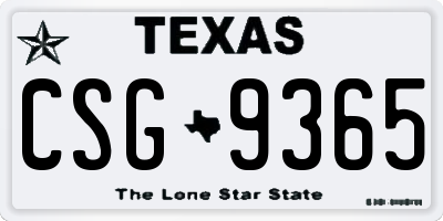 TX license plate CSG9365