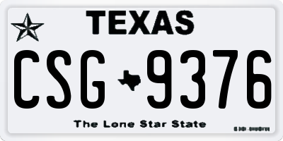 TX license plate CSG9376