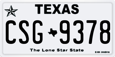 TX license plate CSG9378
