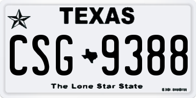 TX license plate CSG9388