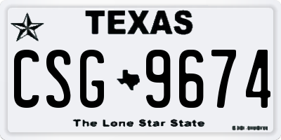 TX license plate CSG9674