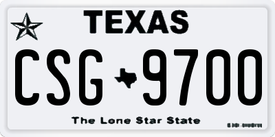 TX license plate CSG9700