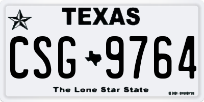 TX license plate CSG9764