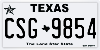 TX license plate CSG9854