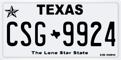 TX license plate CSG9924