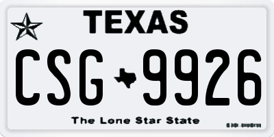 TX license plate CSG9926