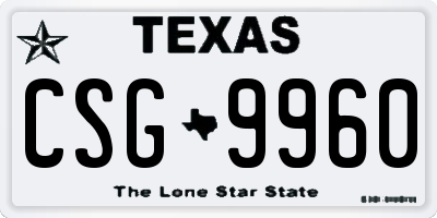 TX license plate CSG9960
