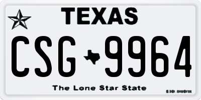 TX license plate CSG9964