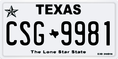 TX license plate CSG9981
