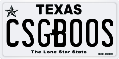 TX license plate CSGBOOS