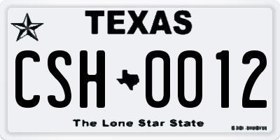 TX license plate CSH0012