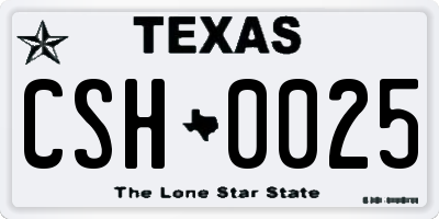 TX license plate CSH0025